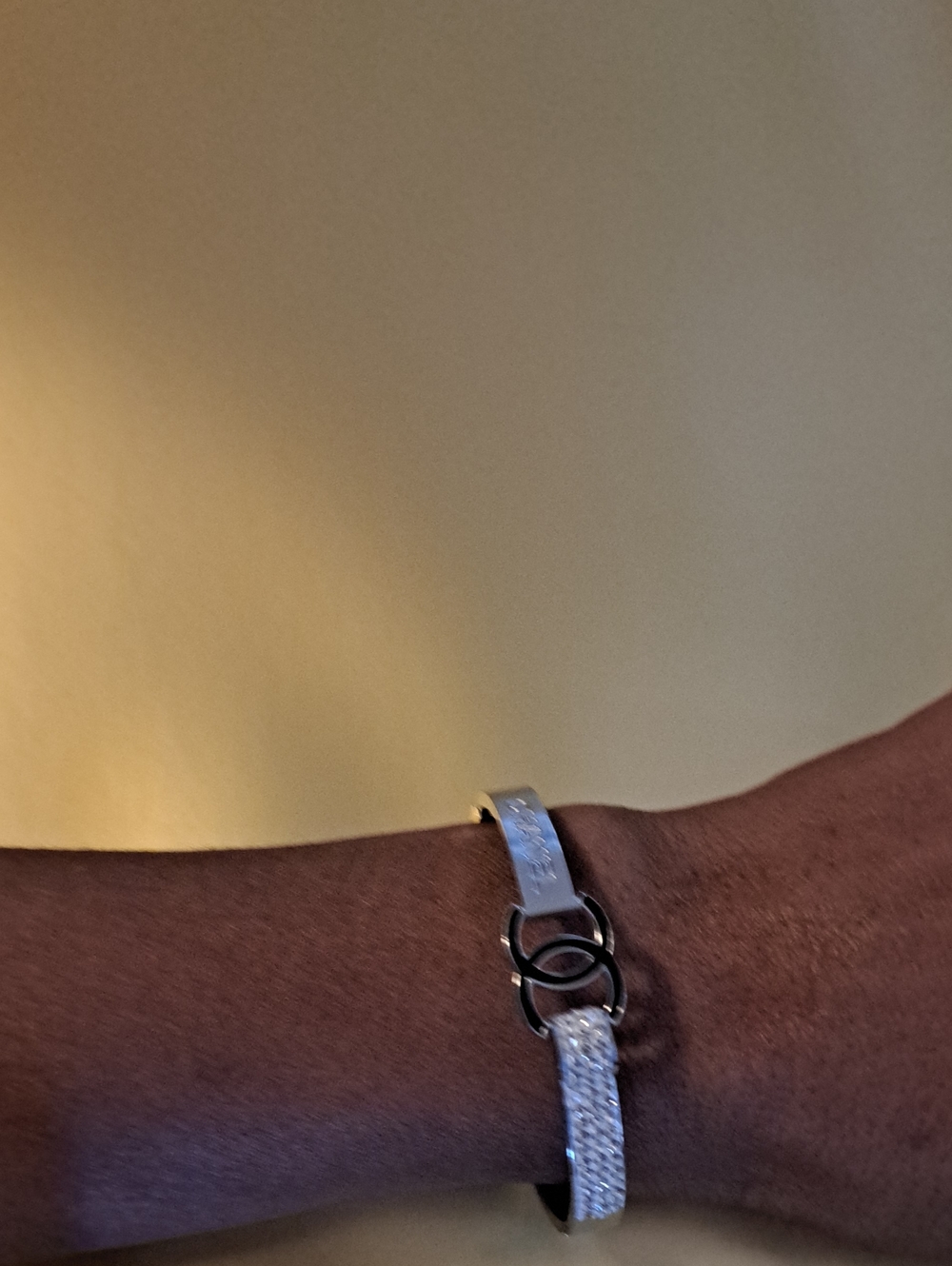 Silver Crystal Pave Bracelet with Interlocking Rings